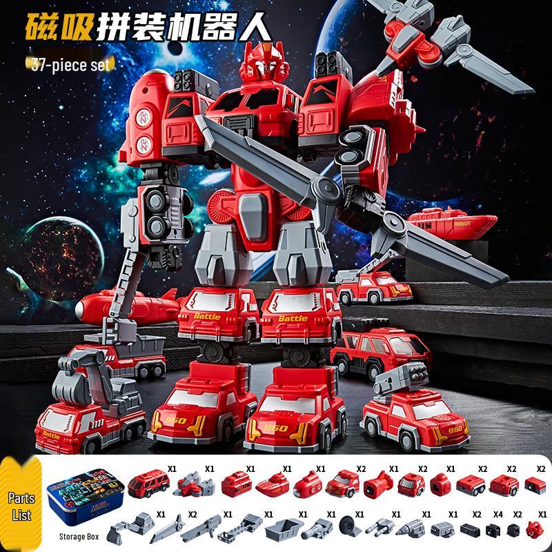 Children's 3D Magnetic Transforming Robot Car Toy - Versatile Warrior Model