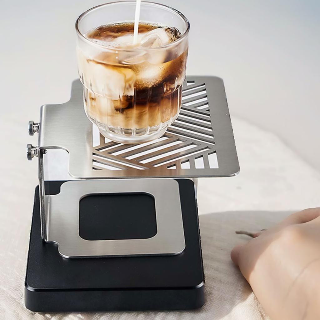 Ablage Kaffee Wiegeablage Getränke 14.8x11.8x8cm Schwarz Für Espressomaschinen Edelstahl Küchengeräte Praktisch