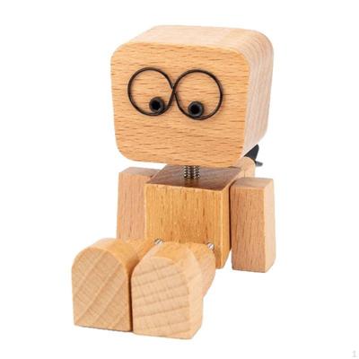 Shaking Leg Wooden Puppet Creative Gift Articulated Wood Doll Smooth Polished Finish Car Dashboard