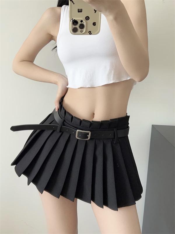Women's High-Waisted Pleated Slimming Skirt - Spring/Autumn, Anti-Exposure, Age-Reducing, Hot Girl Style