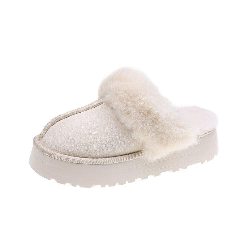 Fashion Women's platform snow boots, maroon slippers, Australian boots, warm fur, cowhide, wool, suede, designer, winter