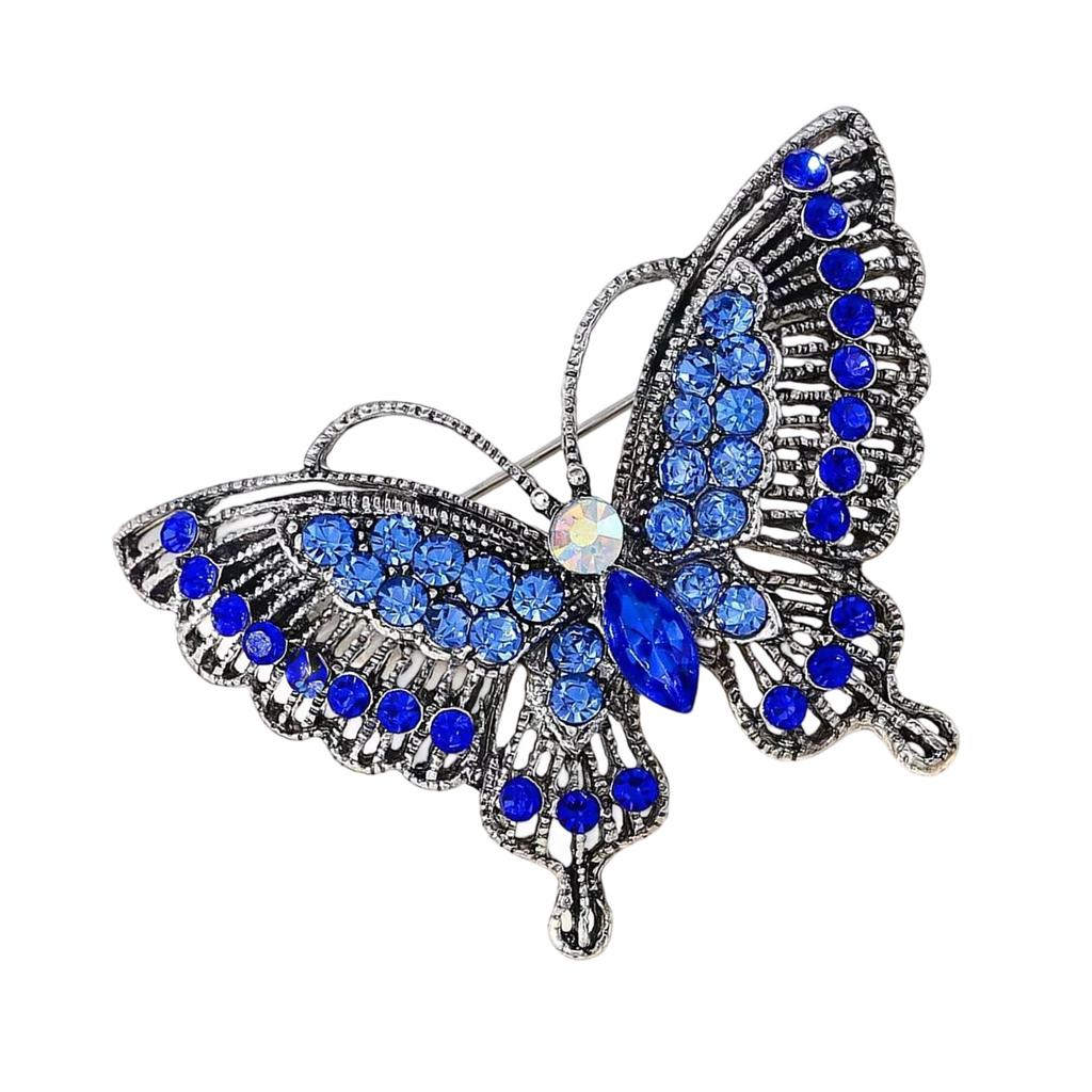 Eleganter Kristall Schmetterling Brosche Vintage Legierungsdesigns Ornament für Damen Kleider Hüte Taschen Hochzeitsfeier Accessoires