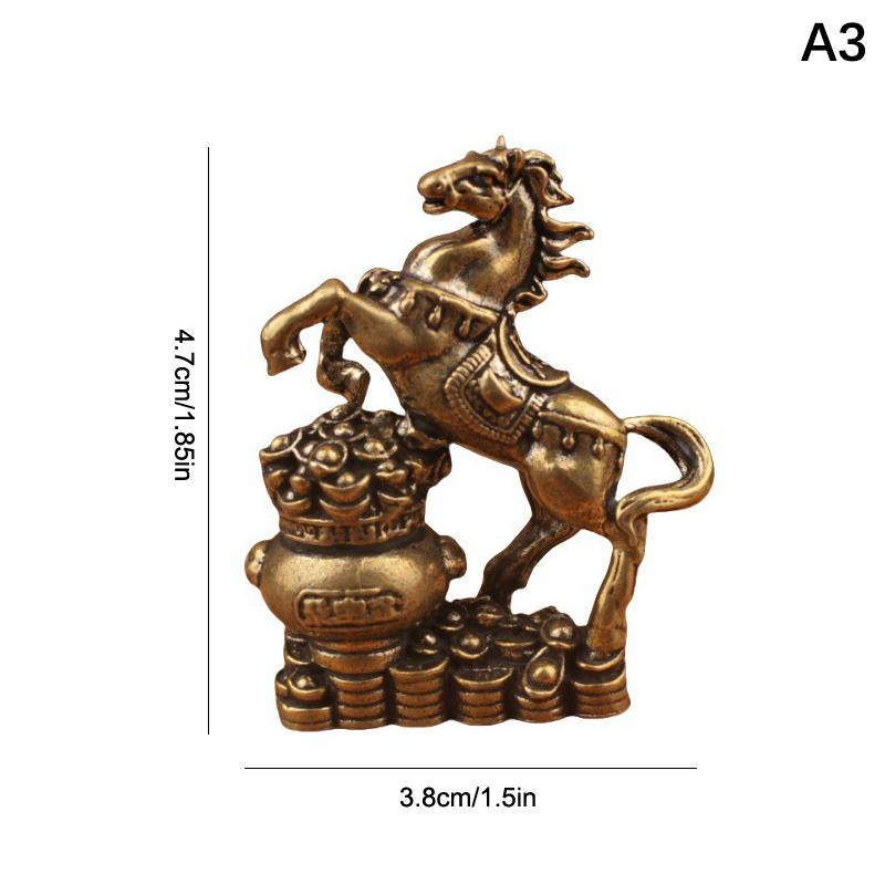 Brass Horse Figurines Chinese  Year Zodiac Horse Ornament Feng Shui Lucky Statue Home Office Desktop Decoration Crafts