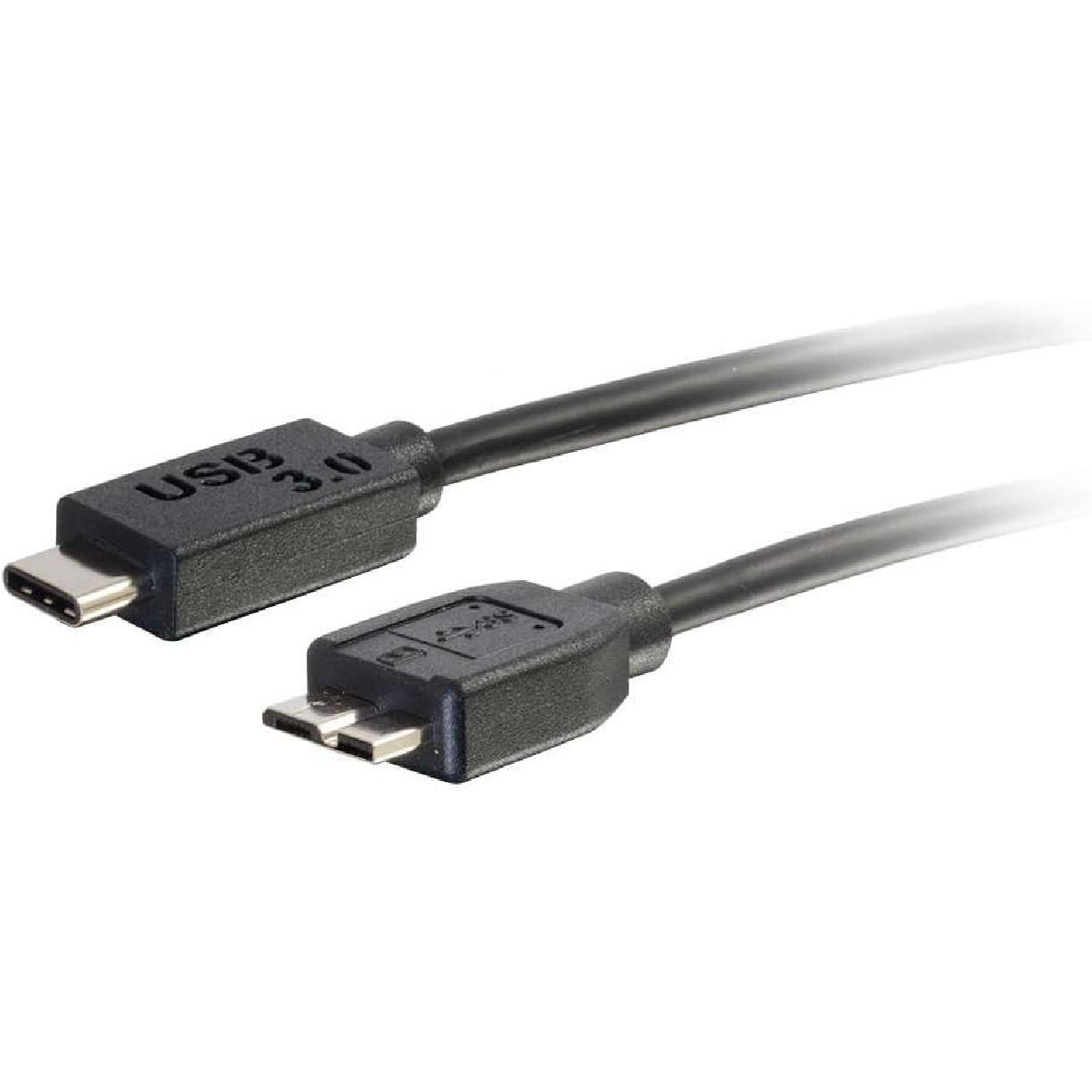 Legrand - C2G USB 3.0 Cable, USB C to Micro B Cable, Black Data Transfer Cable, 10 Foot C2G USB Cable, 1 Count, C2G 28864