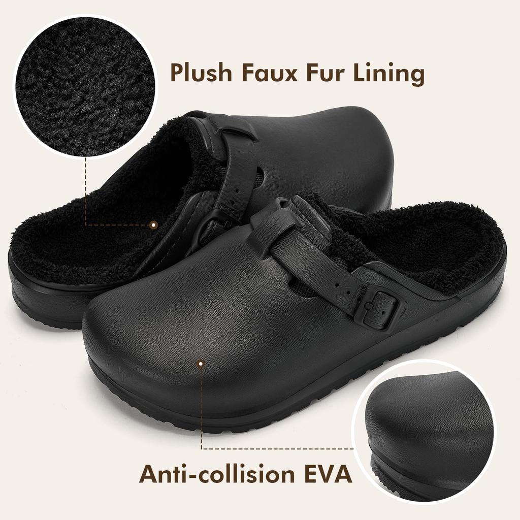 Fashion Womens Clogs Winter Mules Slip on Nurse Shoes Work Garden Slippers with Cotton Lined New Outdoor and Indoor Soft Cotton Shoes