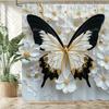 3D Shower Curtain White Butterfly Printed Polyester Fabric Bathroom Curtain Flowers Bath Screen Home Decoration Curtain