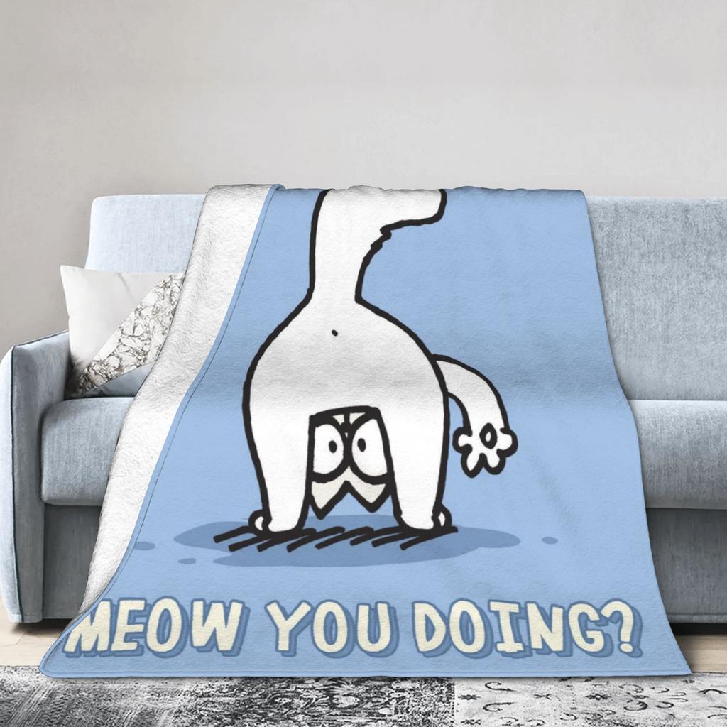 Simons Cartoon Cat Cats  Blanket Lightweight Thin Fleece Comfort Present  Throw Blankets Rug Piece
