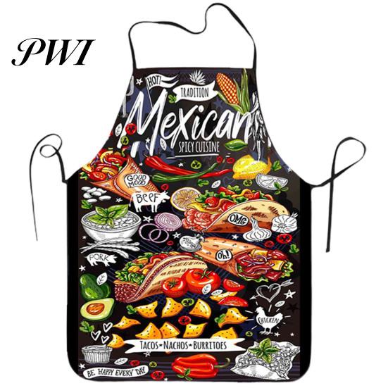 Baking Apron Cooking Sleeveless Comfortable Wearing Clear And Real Image Reusable Unisex Anti-stain Waterproof Polyester Pizza Pattern Kitchen