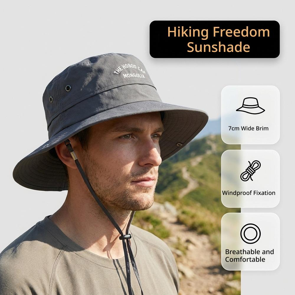 Unisex Wide Brim Bucket Hat Quick Dry Breathable Embroidered Adjustable Chin Strap Outdoor Sun Protection Hat For Men Women