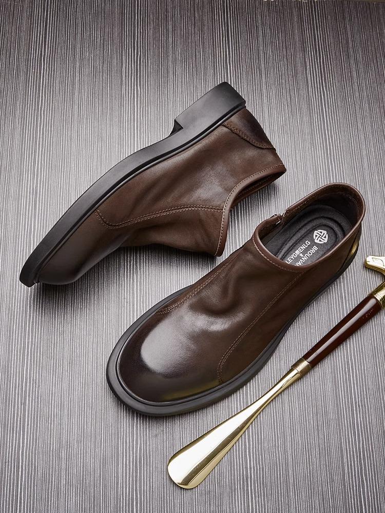 Pantofi din piele pentru bărbați pantofi ocazional din piele pantofi bărbați cu talpă moale pantofi unici pentru bărbați pantofi britanici, retro, cu fermoar, de afaceri, mate