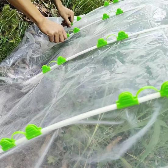 50 Pcs Greenhouse Arch Frame Clips Double Head Plastic Clips Heating Press Film Clamps for Greenhouse Film Arch Tubes