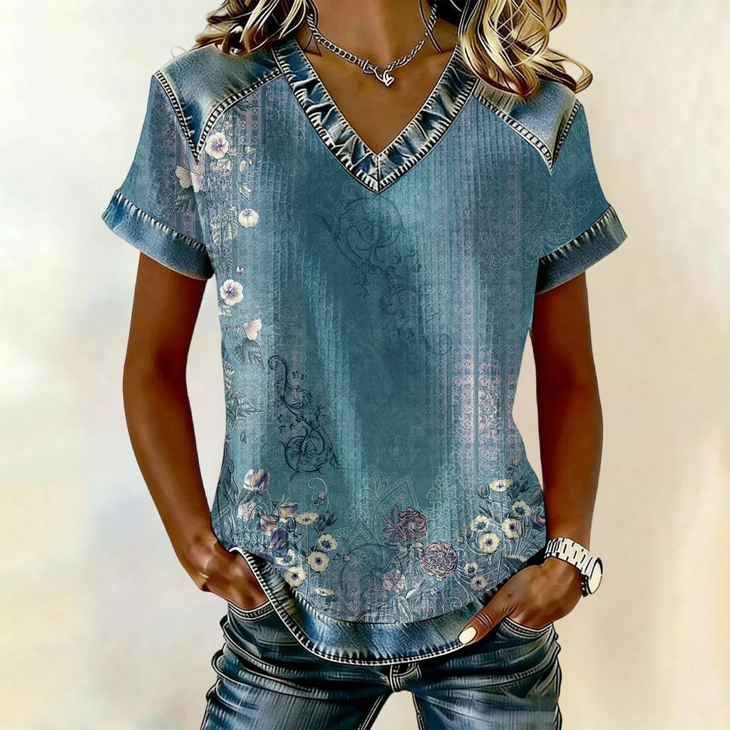 Women's Fashion Casual Retro Print Top
