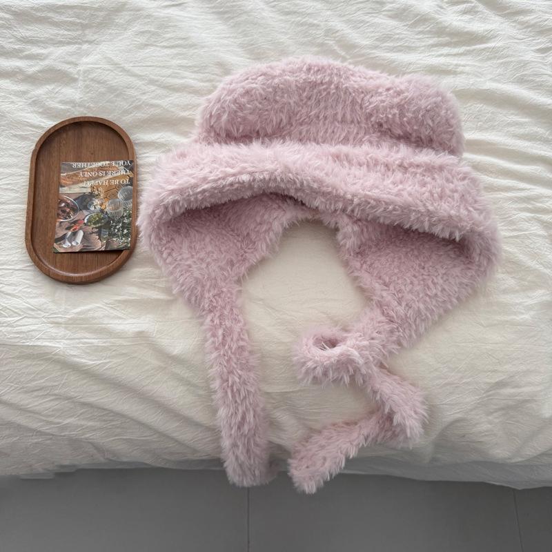 New Cute Ears Plush Hat Straps Autumn and Winter Warm Ear Hat Women's Sweet Couple Hat