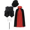 Kids Costume Outfit Waistcoat Cape Hat Magic Wand Gloves Sets Magician Role Play Choir Dance Costumes