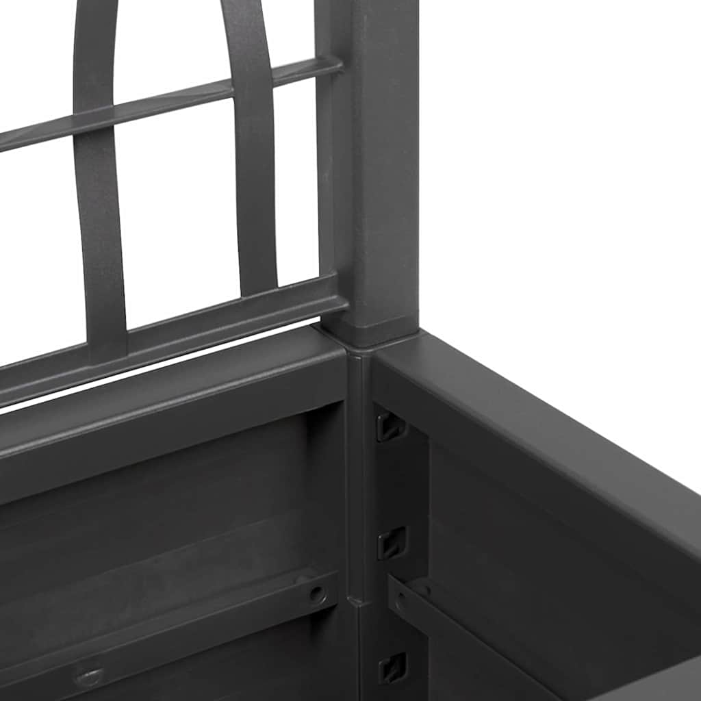 Garden Planter with Trellis Dark Grey 36 X 36 X 140 Cm PP