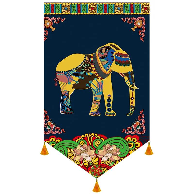 

Southeast Asian Buddhism decorative curtain Thai Indian Malaysian style restaurant decoration Hall Triangle Flag Display Curtain W 25cm H 40cm