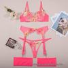 Stylish Steel Ring Embroidery Mesh Garter Belt Set - Multi-Color Body Shaping with Split Design