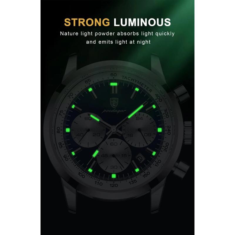 POEDAGAR Luxus Herrenuhr Hohe Qualität Wasserdicht Chronograph Leuchtende Armbanduhr Leder Quarz Uhren Lässige Uhr