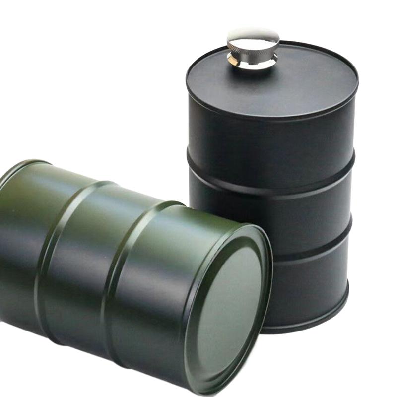 750Ml Stainless Steel Hip Flask Travel Barrel Wine Pot Bottle Outdoor Personalized Cylindrical Shape Wine Barrel Jug