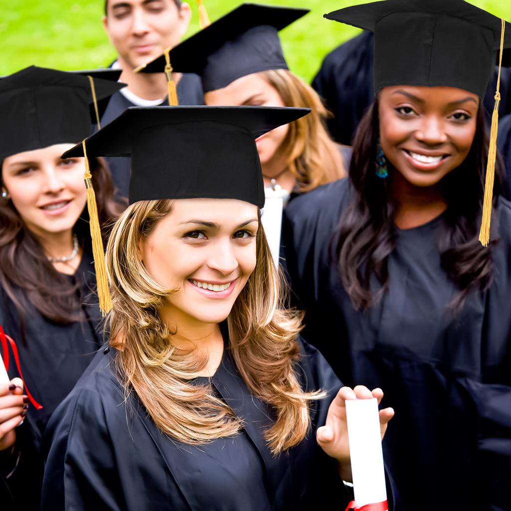 School Graduation Party Tassels Cap Mortarboard University Bachelors Master Doctor Academic Hat NEW Black Mortar Board