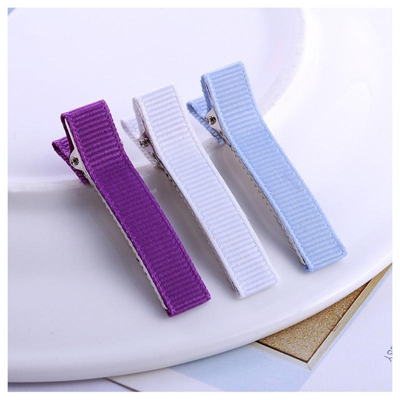 100Pcs Colorful DIY Hair Clip Flat Top Alligators Clip Cover Grosgrain Ribbon Hair Barrettes for Arts & Crafts Project