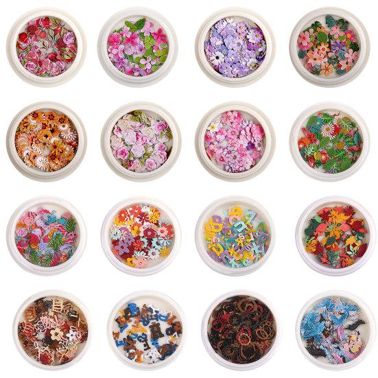 50 Pcs/Box Exquisite Nail Accessories Waterproof Wood Pulp Dried Flowers Sticker Patch