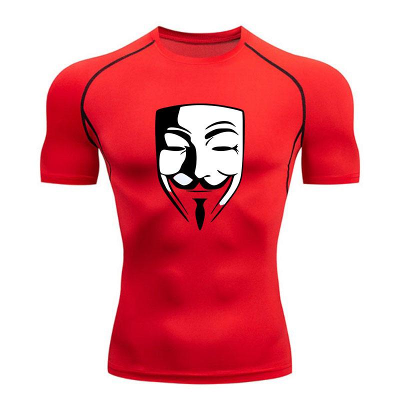 Men's Compression Fitness Sports T-shirt, Anonymous Mask Pri