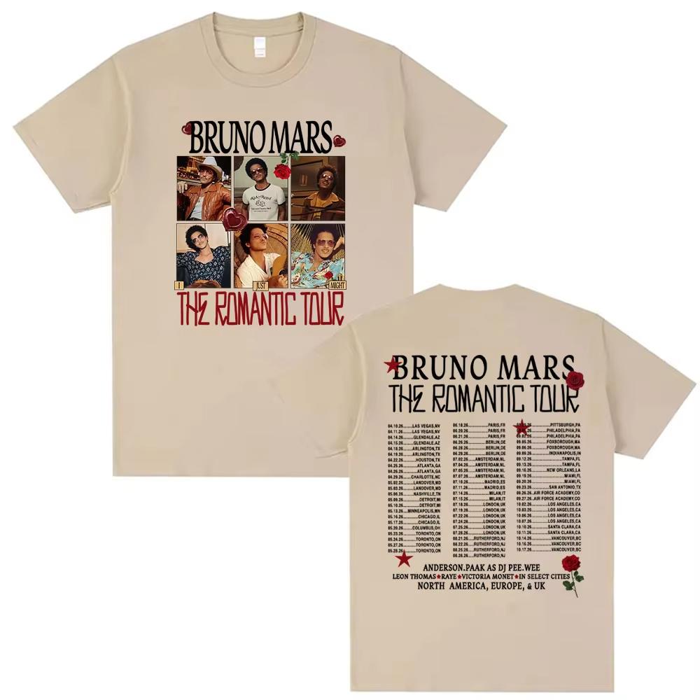 Bruno Mars The RoUnisextic Tour Music Graphic T Shirt Unisex Women Harajuku Hip Hop Rock Tshirts Summer Tops Male Cotton Tshirt