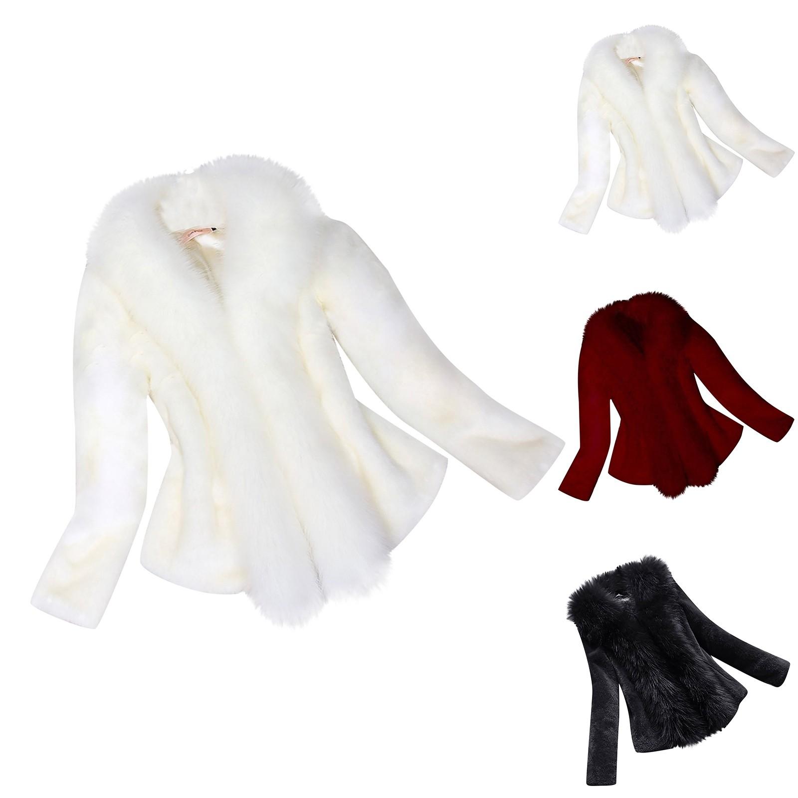 

(SU)Женское повседневное модное однотонное пальто с имитацией волос для похудения