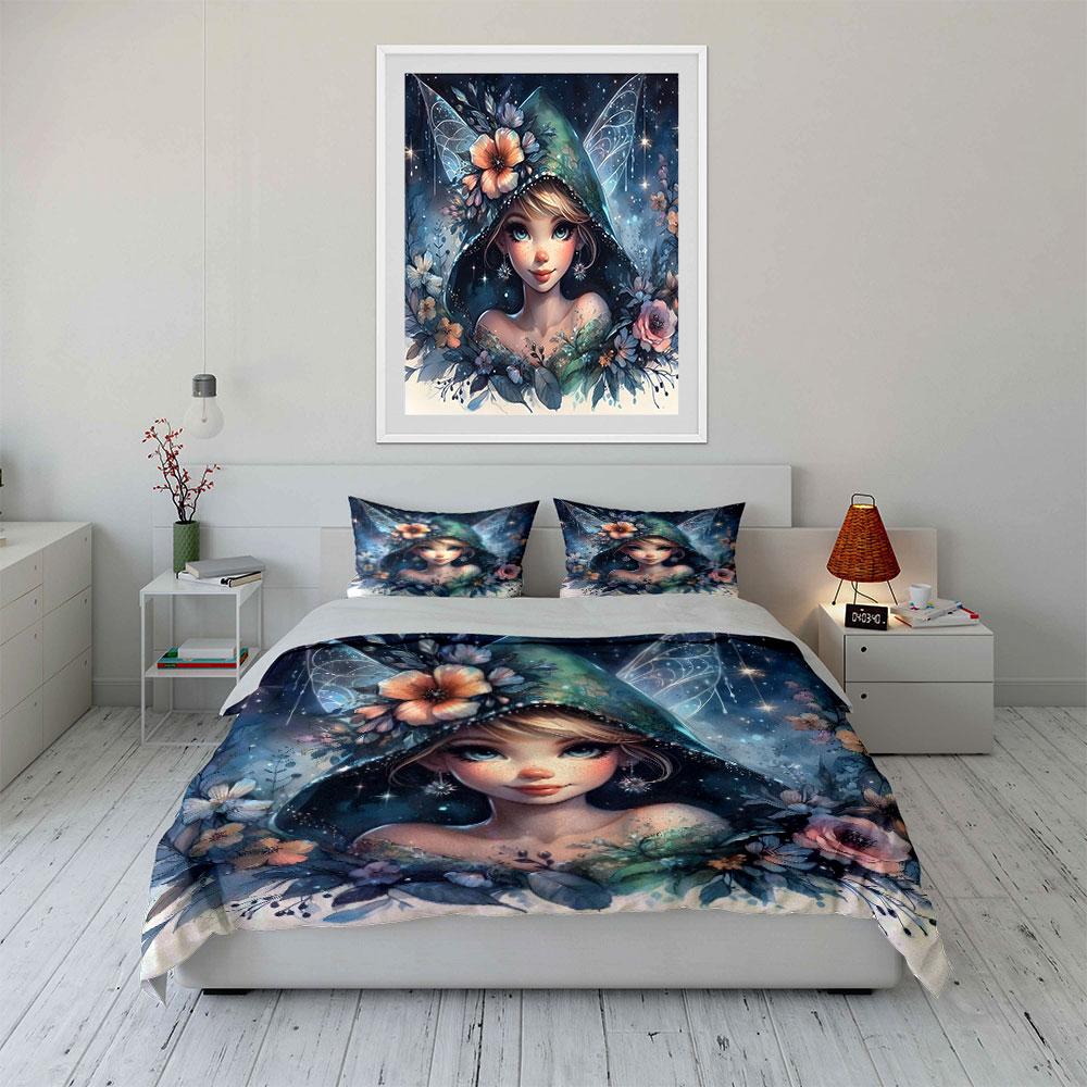 Fairy-Themed Floral Costume Set Multiple Sizes Kid'S And Adults' Bedroom Exquisite 3Pc Bedding Set, Gift