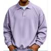 Men Raglan Sleeve Polo Sweatshirt Long Sleeve Button Placket Solid Color Loose Fit Casual Pullover