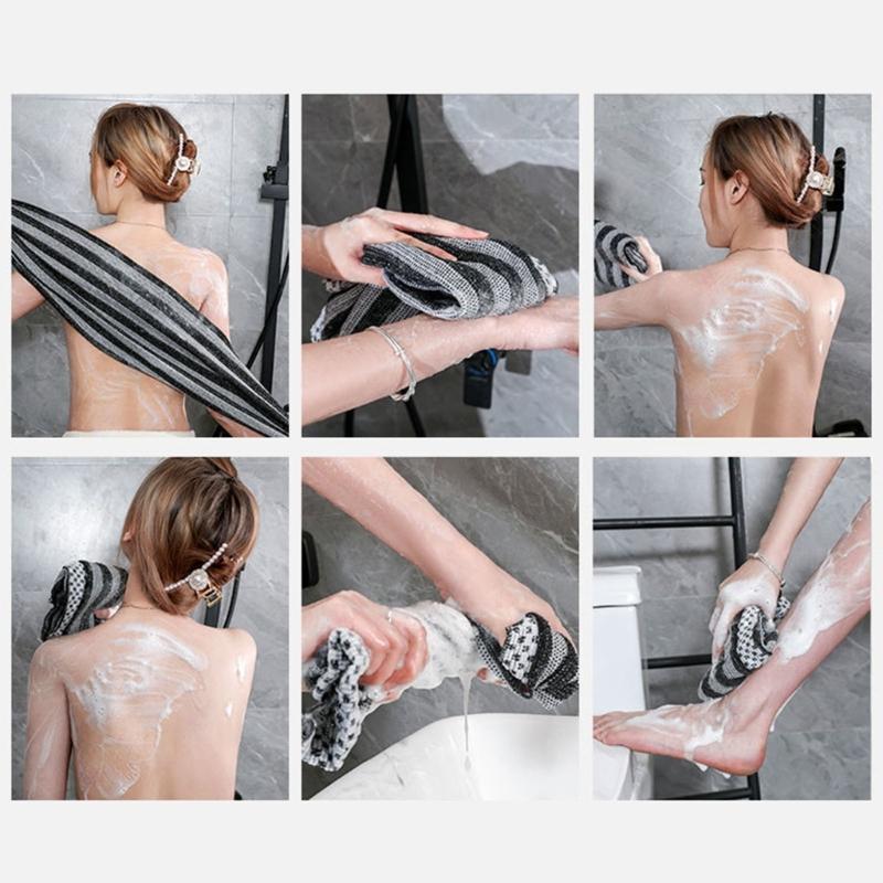 Mjuk Lång Badskrubbhandduk för Känslig Hud Skonsam Exfoliering Snabbtorkande Återanvändbar Maskintvättbar Polyester