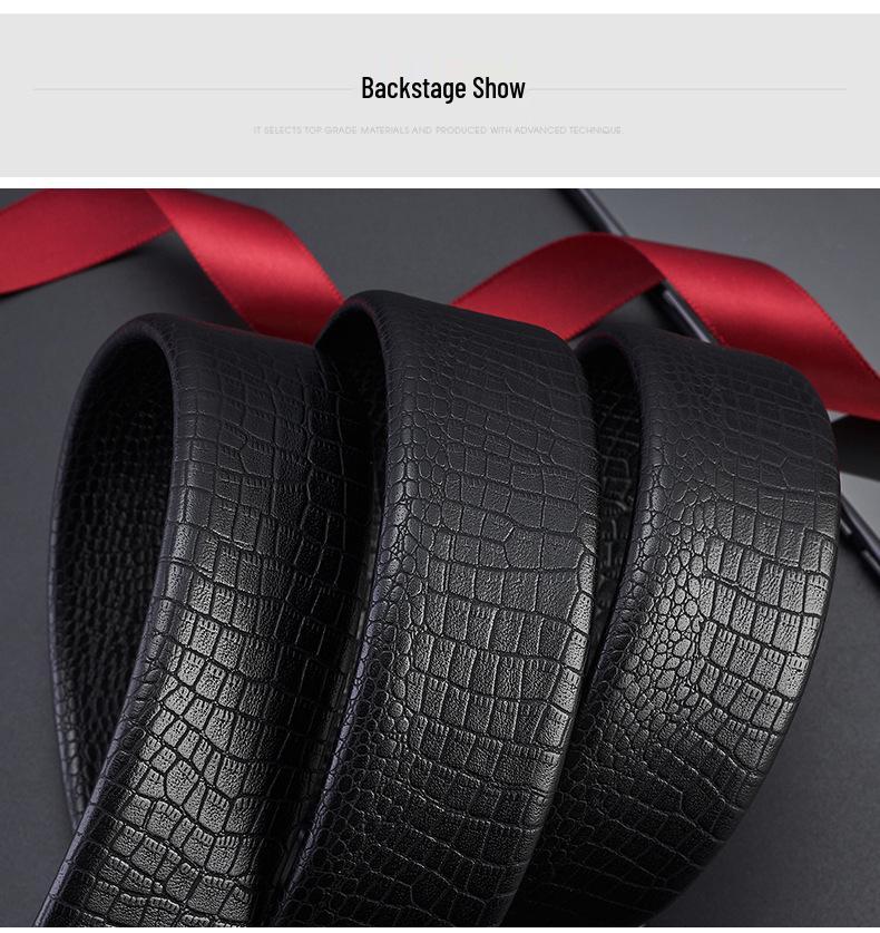 Men's Genuine Leather Belt with Lion Head Automatic Alloy Buckle