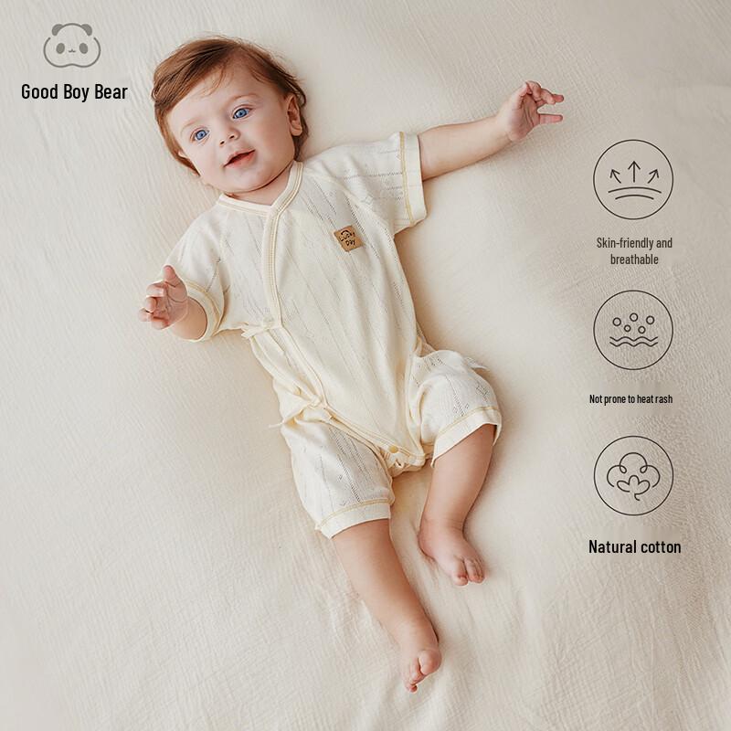 

Guaqixiong Newborn Summer Cotton Tie-Up Short Sleeve Romper 59cm