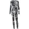 Women's Button-Down Halloween Print Functional Buttoned Flap Adults Jumpsuit
