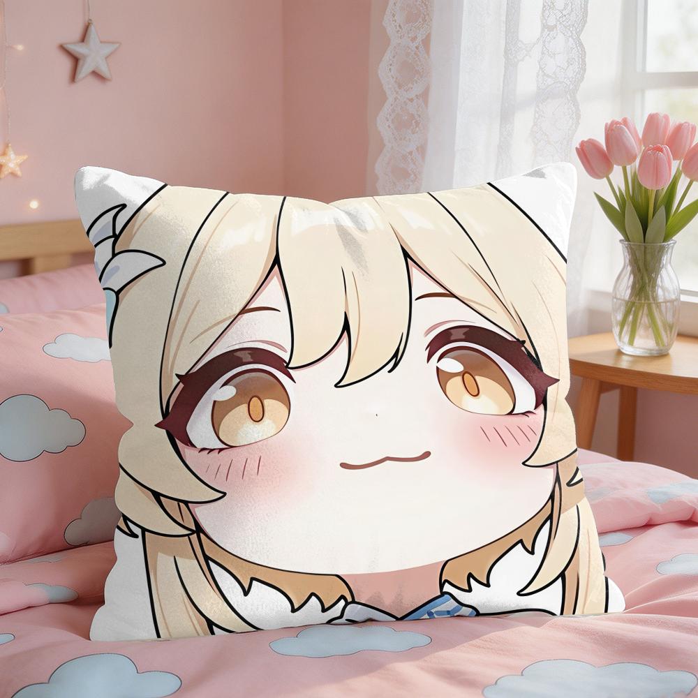 Lumine Cute Cute Genshin Impact Cushion Cover Square Short Plush Pillow Case Living Room Sofa Home Decor Funda X