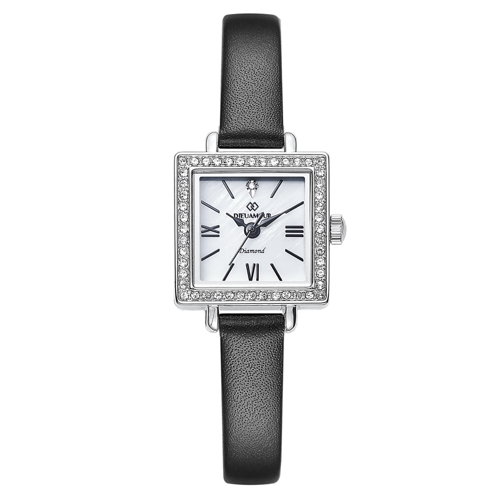 Diyuamoleu Women'S Leather Band Watch Daw6101L-Bk Diamond Watch