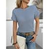 2025 Fashion Women's Blouses New Summer Casual Solid Colors Round Neck Hollow Out Lace Spliced Short-Sleeved Shirt Top For Women