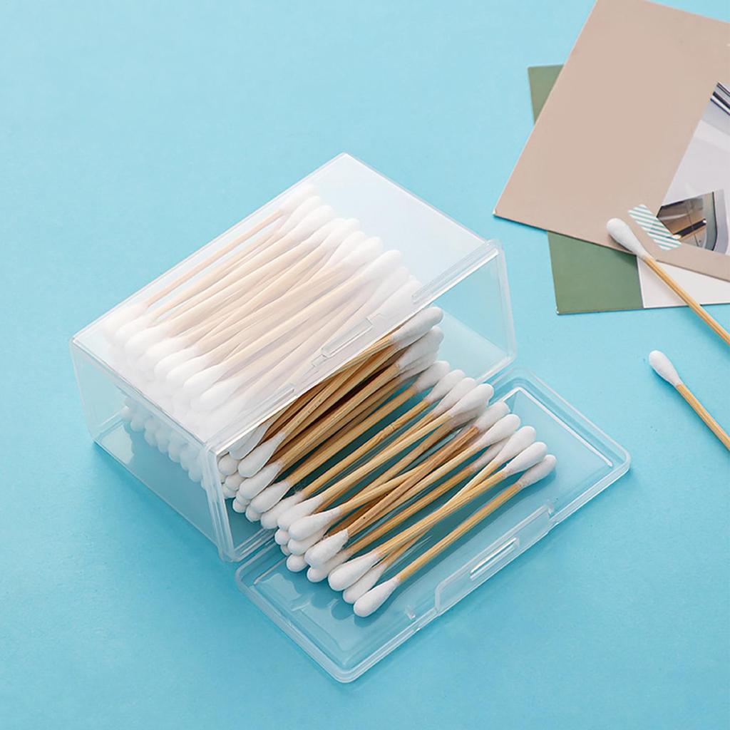 Cotton Swab Container Small Earring Organizer Small Transparent Cotton Ball Holder Portable Cotton Swab Holder Case