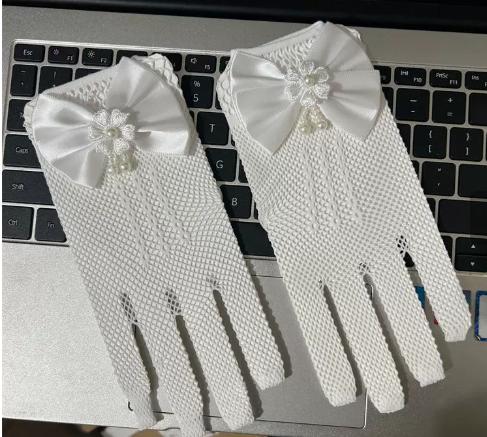 Тонкие сетчатые свадебные перчатки-рыбацкая сетка с бантом