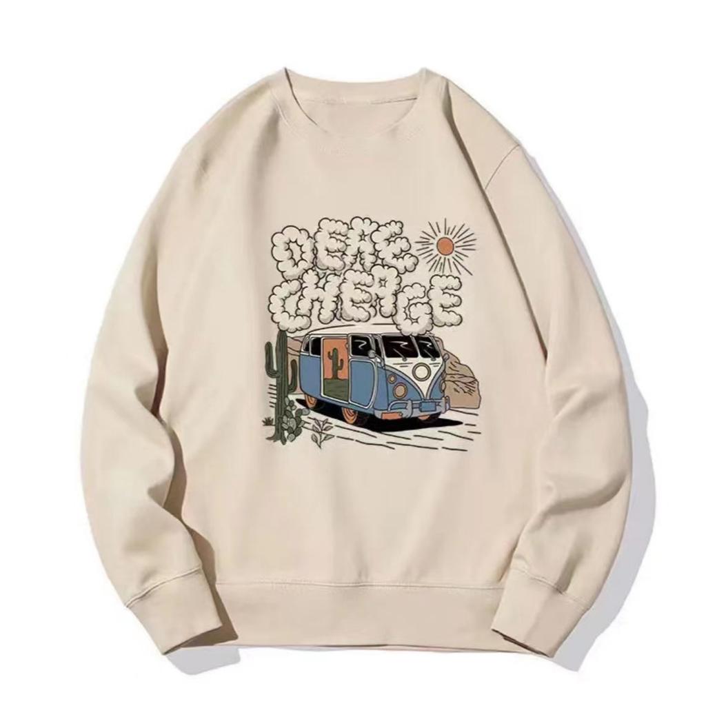 Lös Retro Rundhals Sportig Vardaglig Sweatshirt för Kvinnor På Hösten och Vintern Ny Design Liten Långärmad Toppjacka