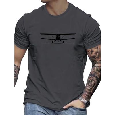High Street Fashion Creative Airplane Silhouette Pattern Printed T-shirt