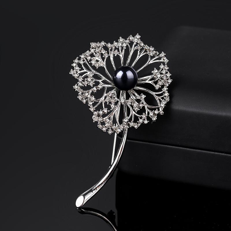 Atmospheric Romantic Dandelion Corsage High-End Femininity Pearl Snowflake Brooch Niche Design Pin With Jewelry