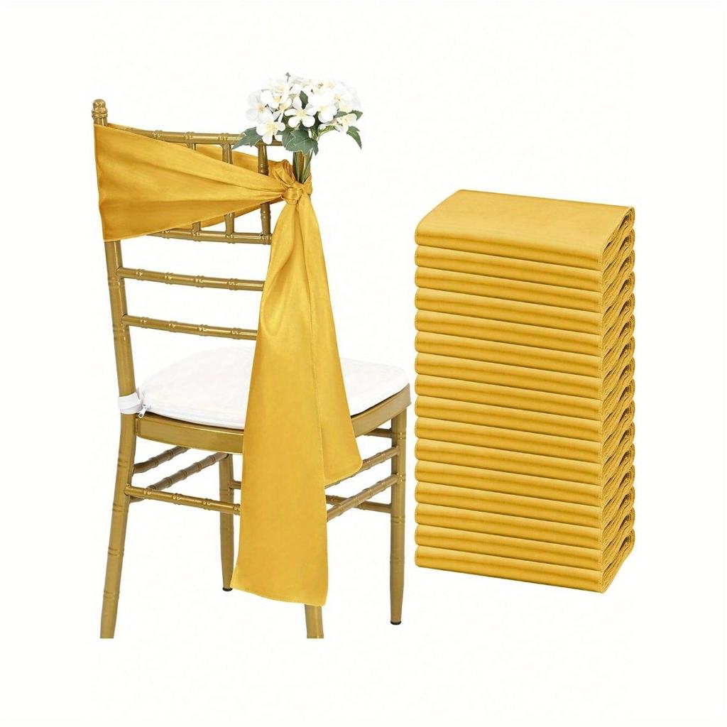 Pink Satin Chair Bow Sashes Wedding Chair Ribbon Bow Silk Chair Knot Ties for Reception Restaurant Event Banquet Party Hotel Decorations