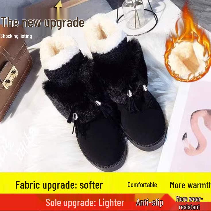 

Женские зимние ботинки 2025 года: Бархатная подкладка, Толстый теплый хлопок, Кожа и мех, Нескользящая толстая подошва, Модный короткий дизайн. Size 39