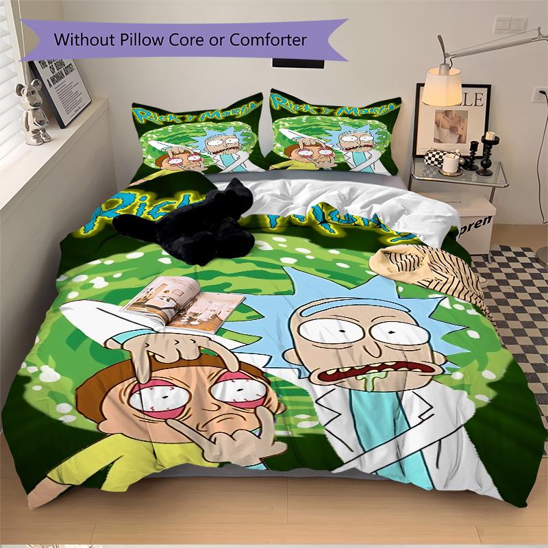 Rick Morty Adventure Print 3Pcs Bedding Setduvet Cover With 2 Bedropillowcase Home Birthday Gift