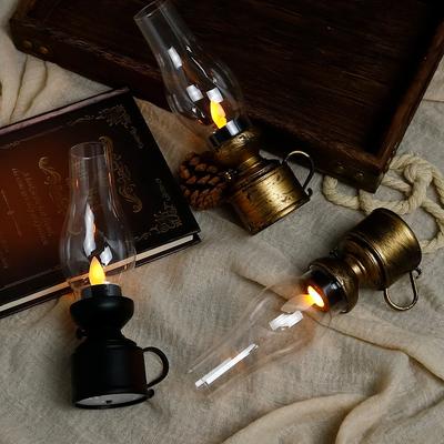 LED Retro Electronic Lantern Design LED Hanging Oil Lamp Battery Operated Decorative for Home Holiday Christmas Gifts Home Decor