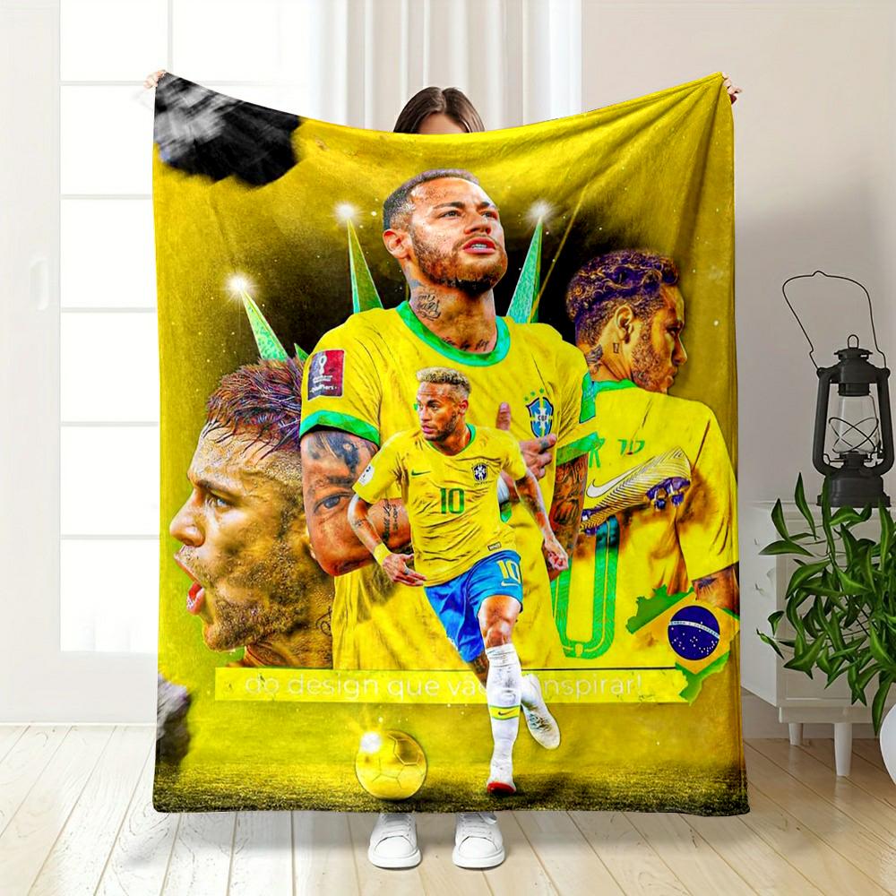 Brazil Football Theme Designed Flannel blanket for bedroom, living room, sofa, and nap