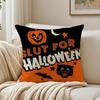 Halloween Witch Hat Skull Cushion Cover Linen Pillowcase Soft  for Sofa Bed Home Room Decor