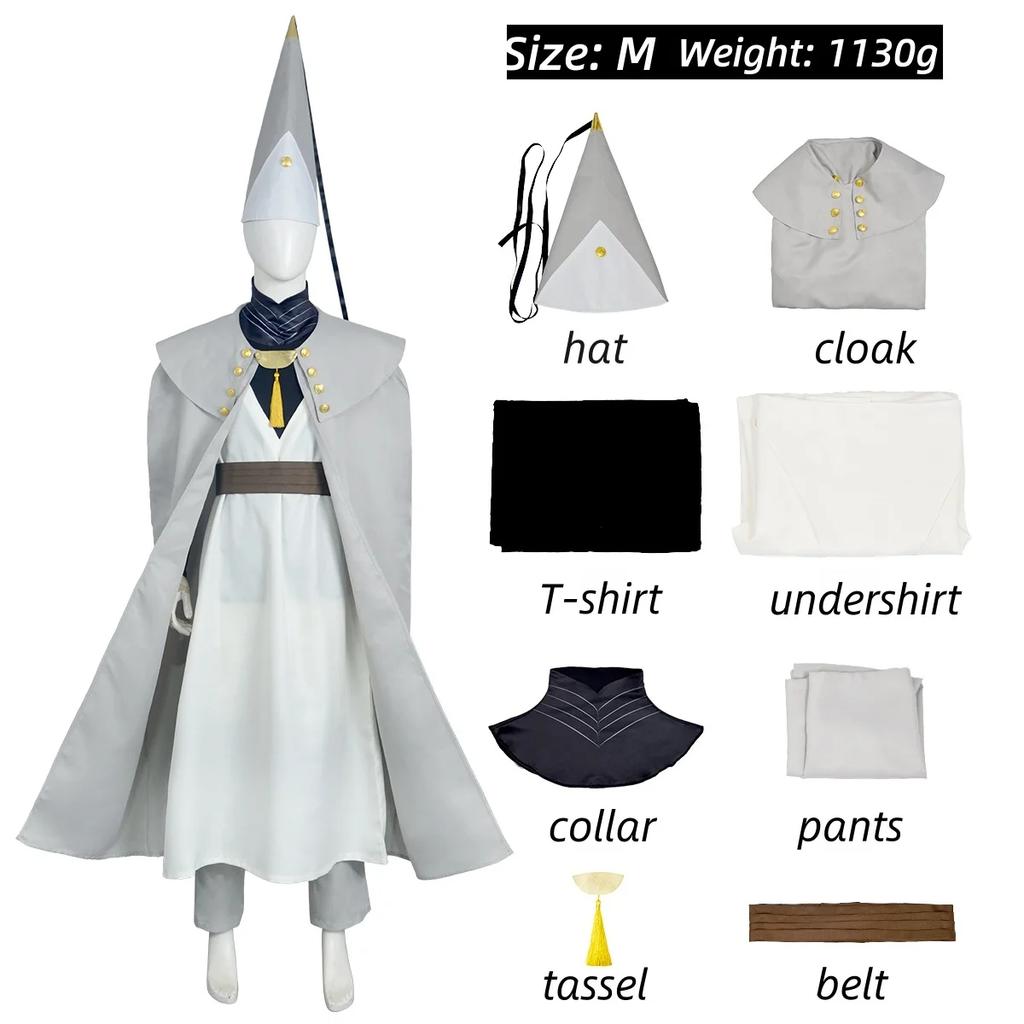 Anime Qifrey Déguisement Cosplay Chapeau de Sorcière Atelier Anime Magicien Robe Cape Ceinture Chapeau Pointu Ensemble Adulte Halloween Carnaval Cosplay